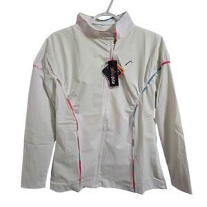 Swingdish White Multicolored Asymmetrical Zipper Golf Jacket Side Medium